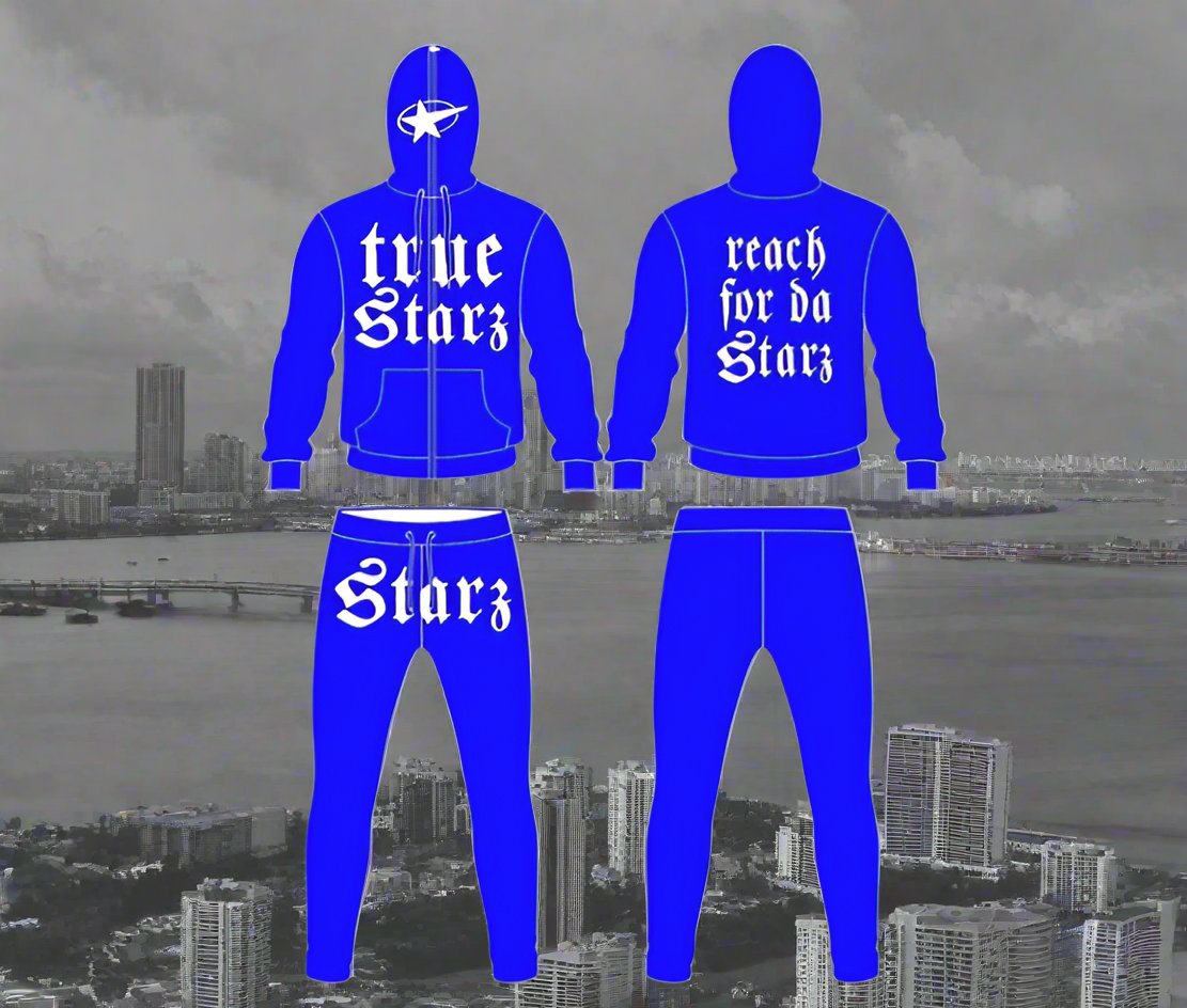 blue reach for da starz track suit